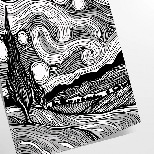 elegance abstract line art poster sophisticated gray black tones wall thoughtful gift striking print space modern design sizes A4 cm A0