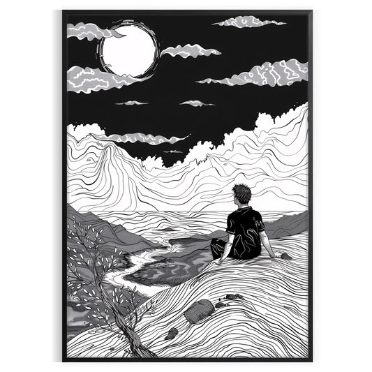 space stunning abstract line art poster sophisticated shades gray black modern interiors wall piece ideal gift enthusiasts frame style